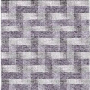 Photo of Lavender And Ivory Plaid Washable Indoor Outdoor Area Rug