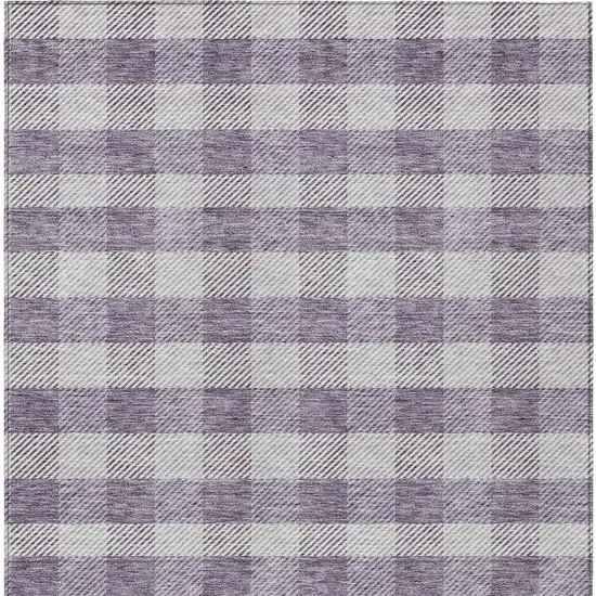 Lavender And Ivory Plaid Washable Indoor Outdoor Area Rug Photo 6