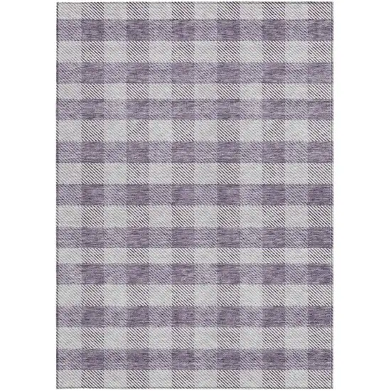 Lavender And Ivory Plaid Washable Indoor Outdoor Area Rug Photo 7