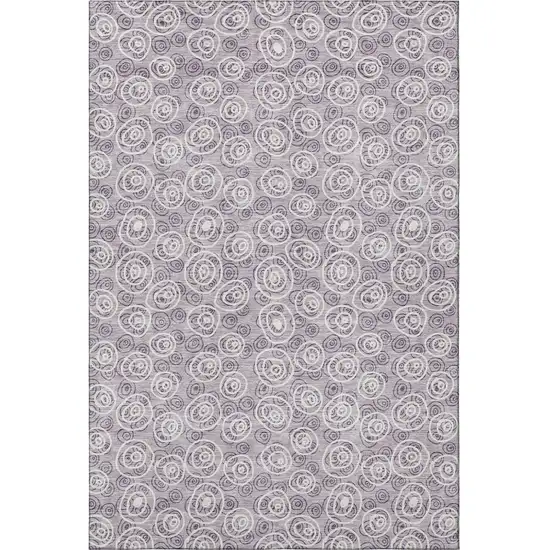 Lavender And Ivory Polka Dot Washable Area Rug With UV Protection Photo 3