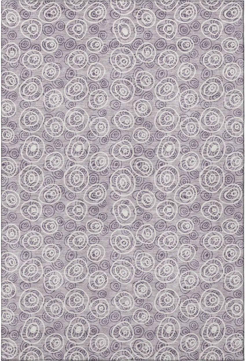 Lavender And Ivory Polka Dot Washable Area Rug With UV Protection Photo 3