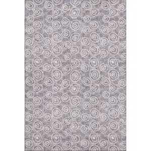 Photo of Lavender And Ivory Polka Dot Washable Area Rug With UV Protection