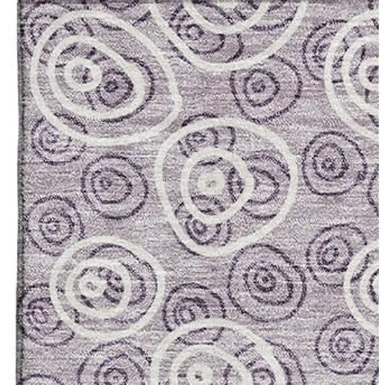 Lavender And Ivory Polka Dot Washable Area Rug With UV Protection Photo 4