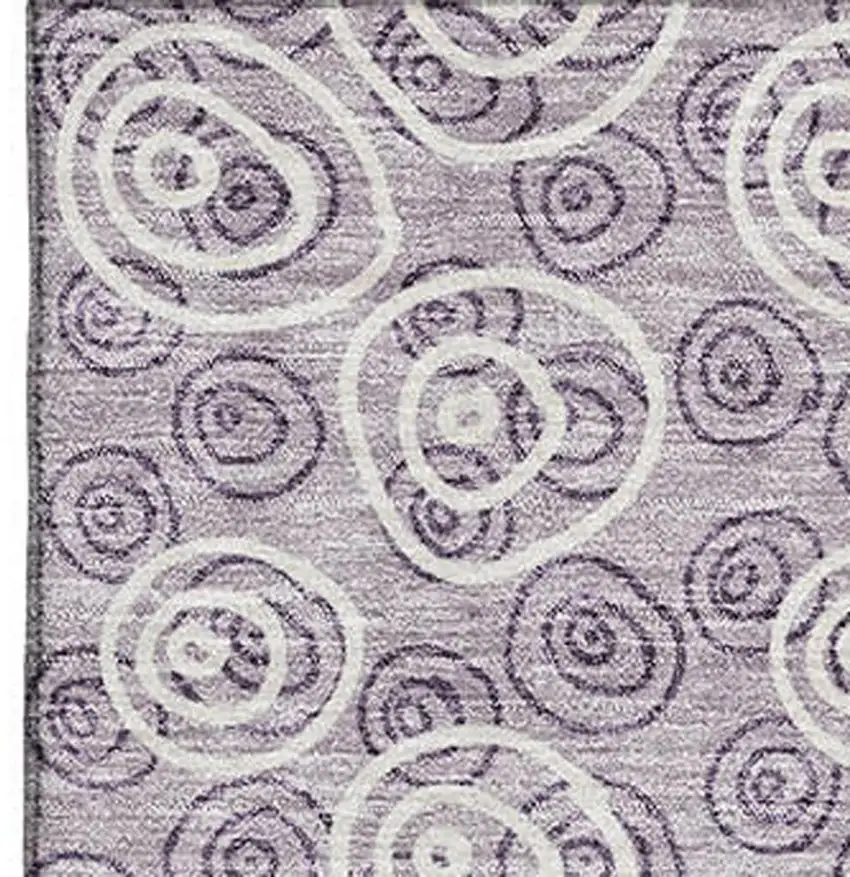 Lavender And Ivory Polka Dot Washable Area Rug With UV Protection Photo 4