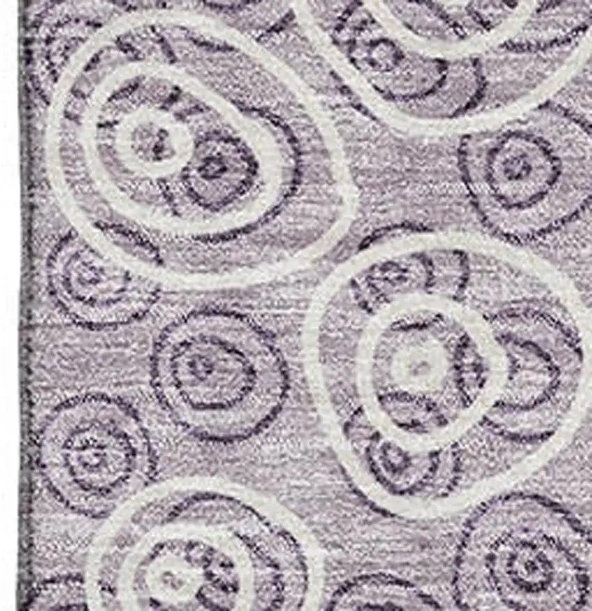 Lavender And Ivory Polka Dot Washable Area Rug With UV Protection Photo 3