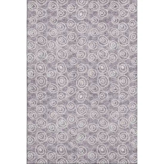Lavender And Ivory Polka Dot Washable Area Rug With UV Protection Photo 1