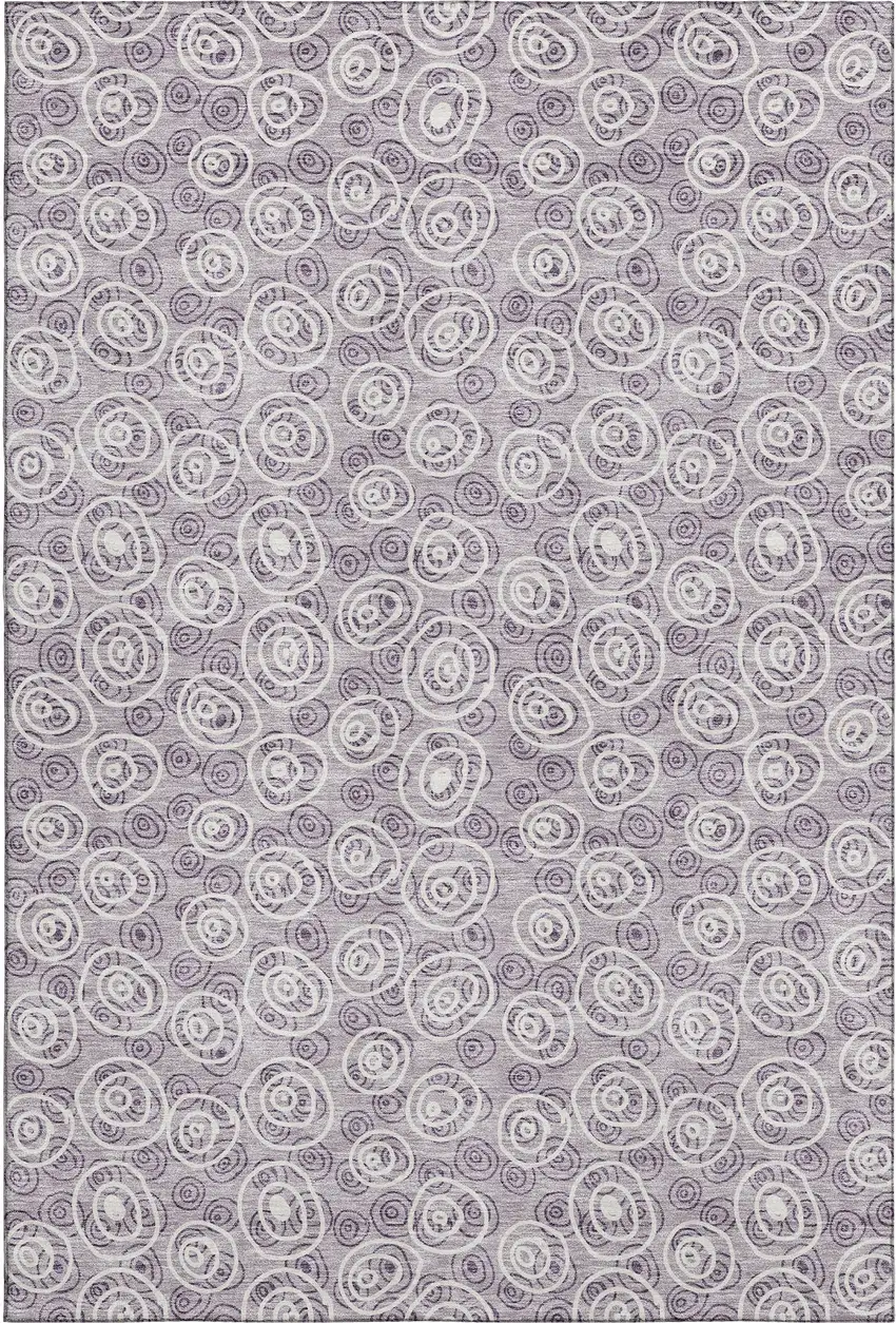 Lavender And Ivory Polka Dot Washable Area Rug With UV Protection Photo 1