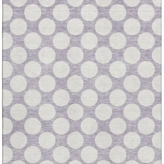 Lavender And Ivory Polka Dot Washable Area Rug With UV Protection Photo 4