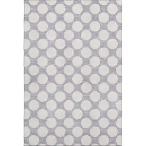 Photo of Lavender And Ivory Polka Dot Washable Area Rug With UV Protection