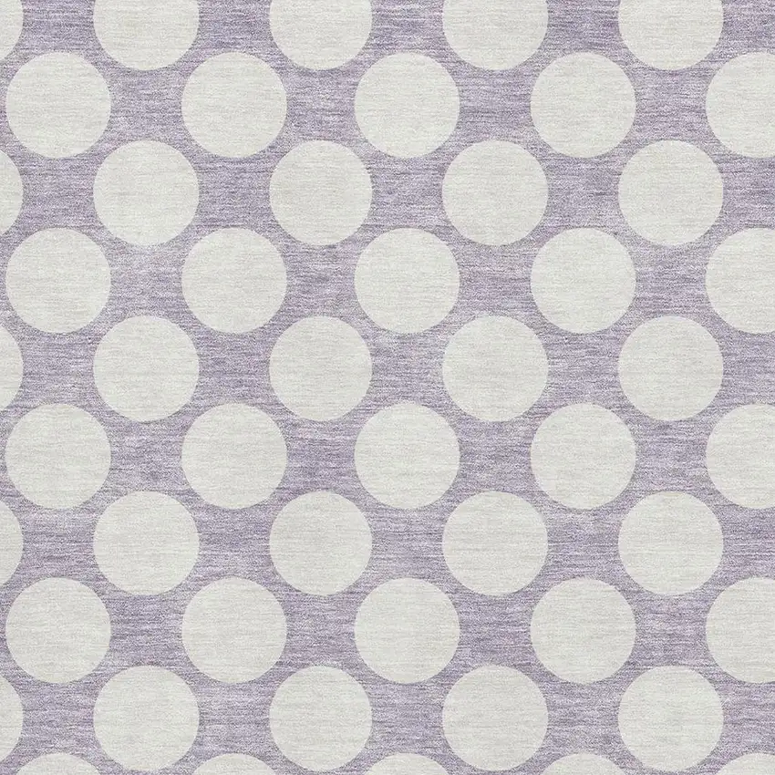 Lavender And Ivory Polka Dot Washable Area Rug With UV Protection Photo 3