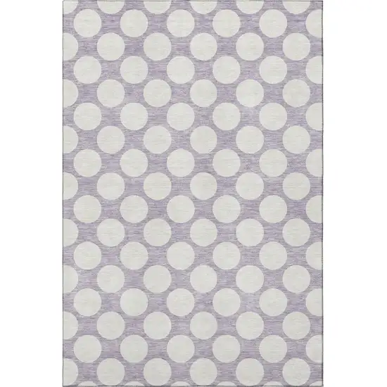 Lavender And Ivory Polka Dot Washable Area Rug With UV Protection Photo 4