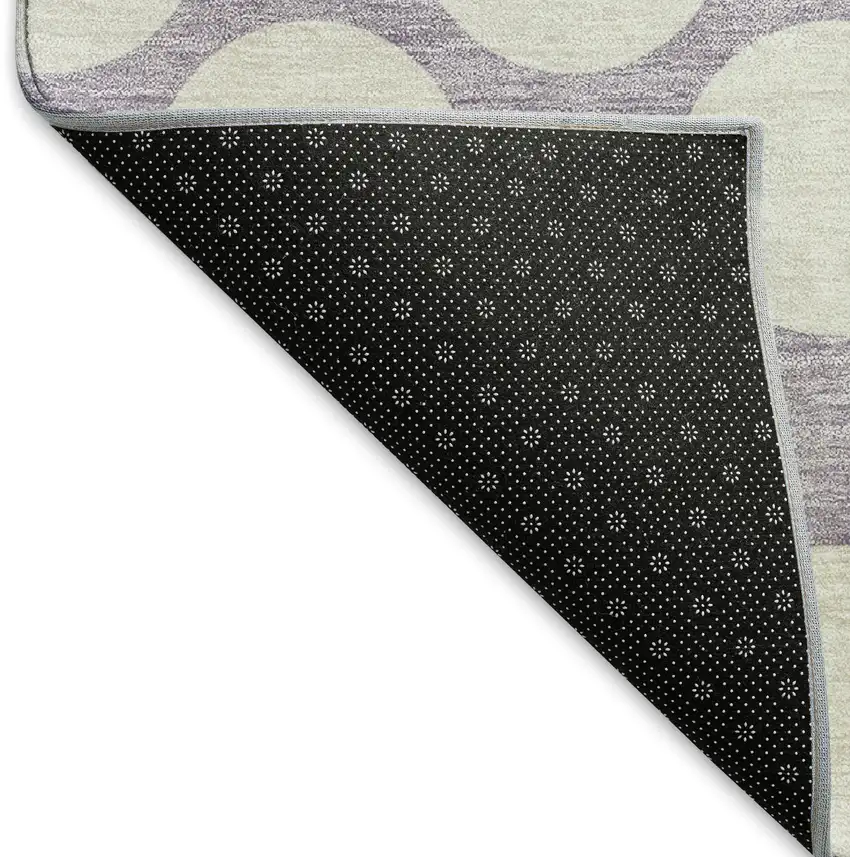Lavender And Ivory Polka Dot Washable Area Rug With UV Protection Photo 7