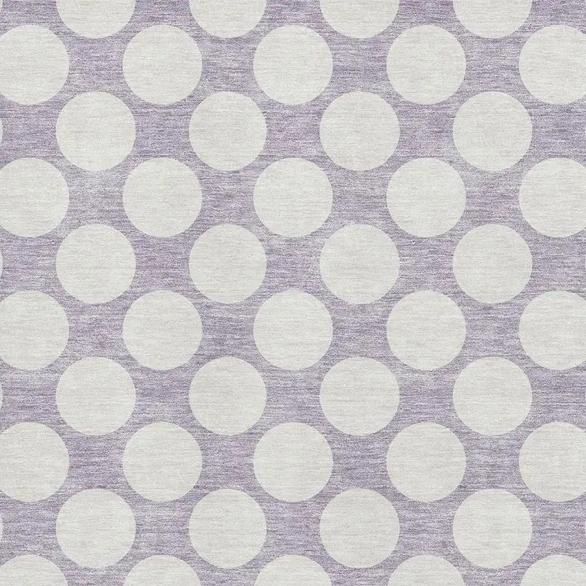 Lavender And Ivory Polka Dot Washable Area Rug With UV Protection Photo 3