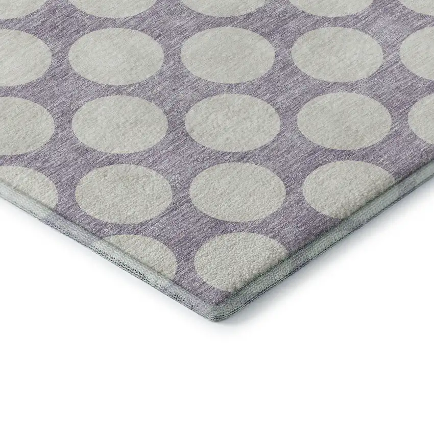Lavender And Ivory Polka Dot Washable Area Rug With UV Protection Photo 8