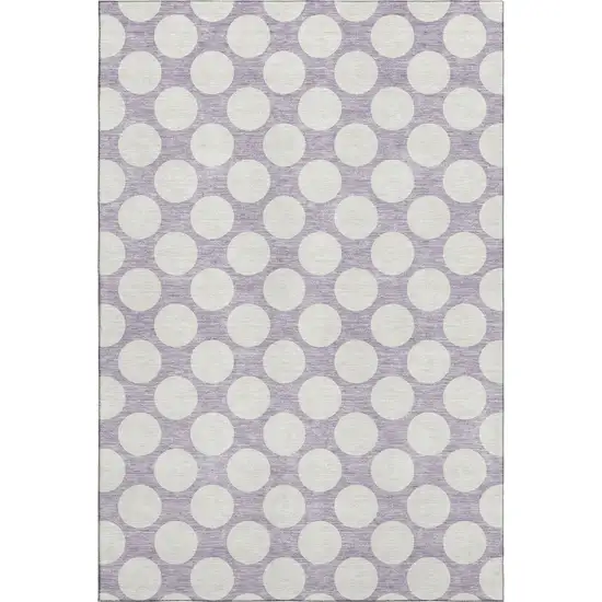 Lavender And Ivory Polka Dot Washable Area Rug With UV Protection Photo 1