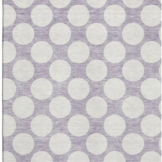 Lavender And Ivory Polka Dot Washable Area Rug With UV Protection Photo 3