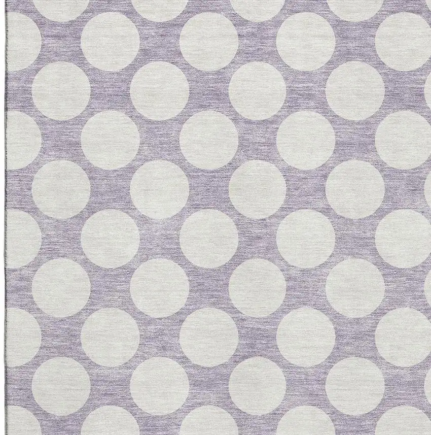 Lavender And Ivory Polka Dot Washable Area Rug With UV Protection Photo 3