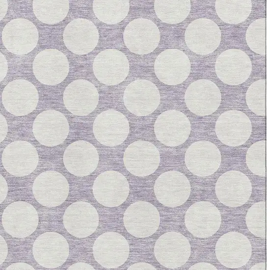 Lavender And Ivory Polka Dot Washable Area Rug With UV Protection Photo 3