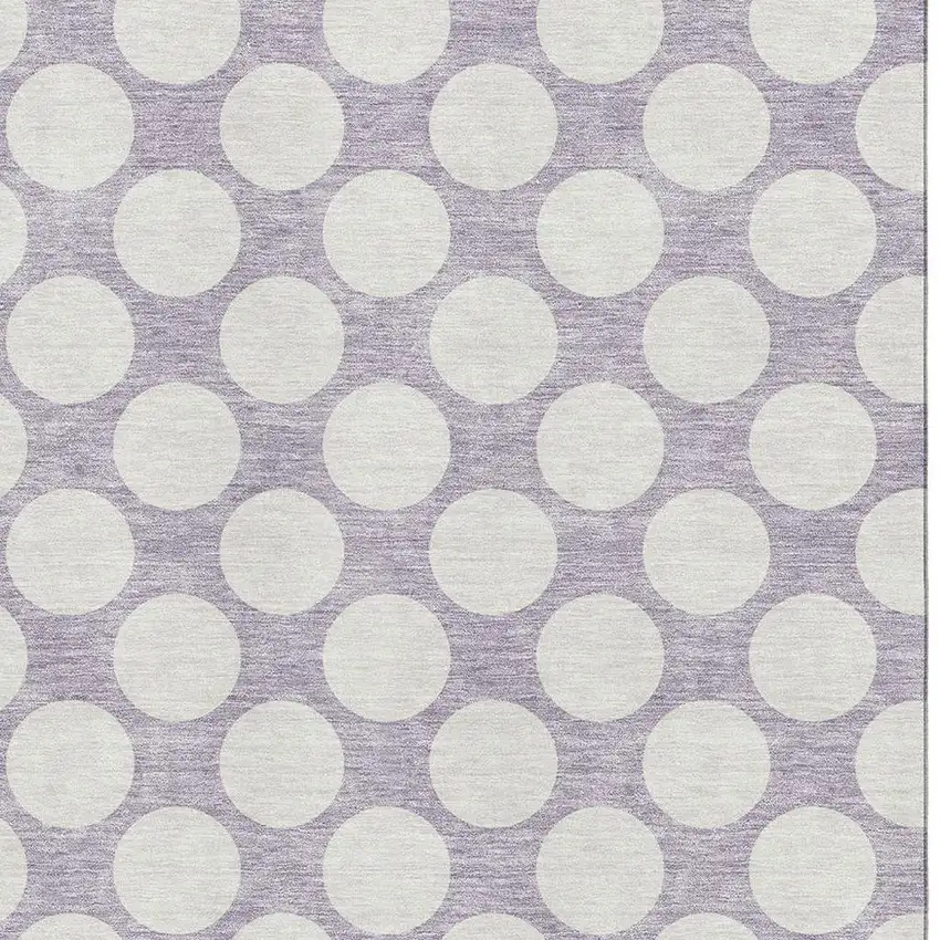 Lavender And Ivory Polka Dot Washable Area Rug With UV Protection Photo 3