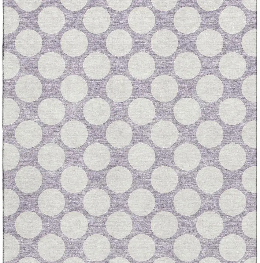 Lavender And Ivory Polka Dot Washable Area Rug With UV Protection Photo 3