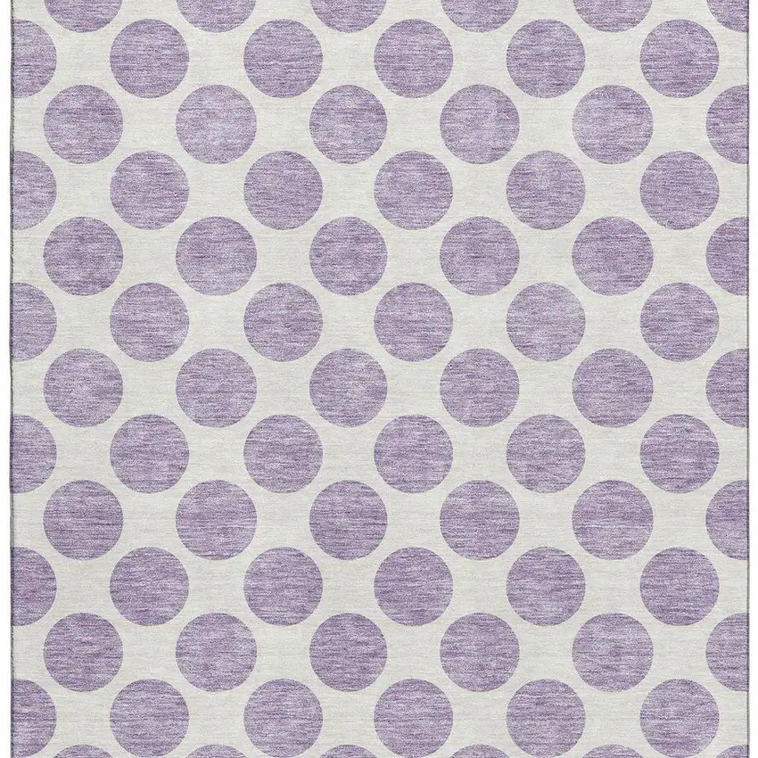 Lavender And Ivory Polka Dot Washable Area Rug With UV Protection Photo 2