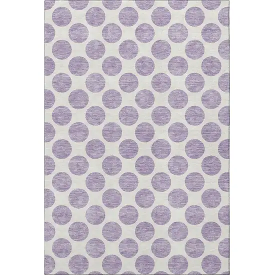 Lavender And Ivory Polka Dot Washable Area Rug With UV Protection Photo 3