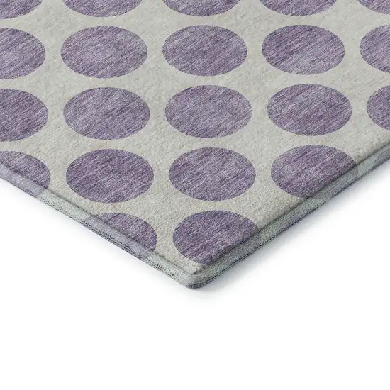 Lavender And Ivory Polka Dot Washable Area Rug With UV Protection Photo 8
