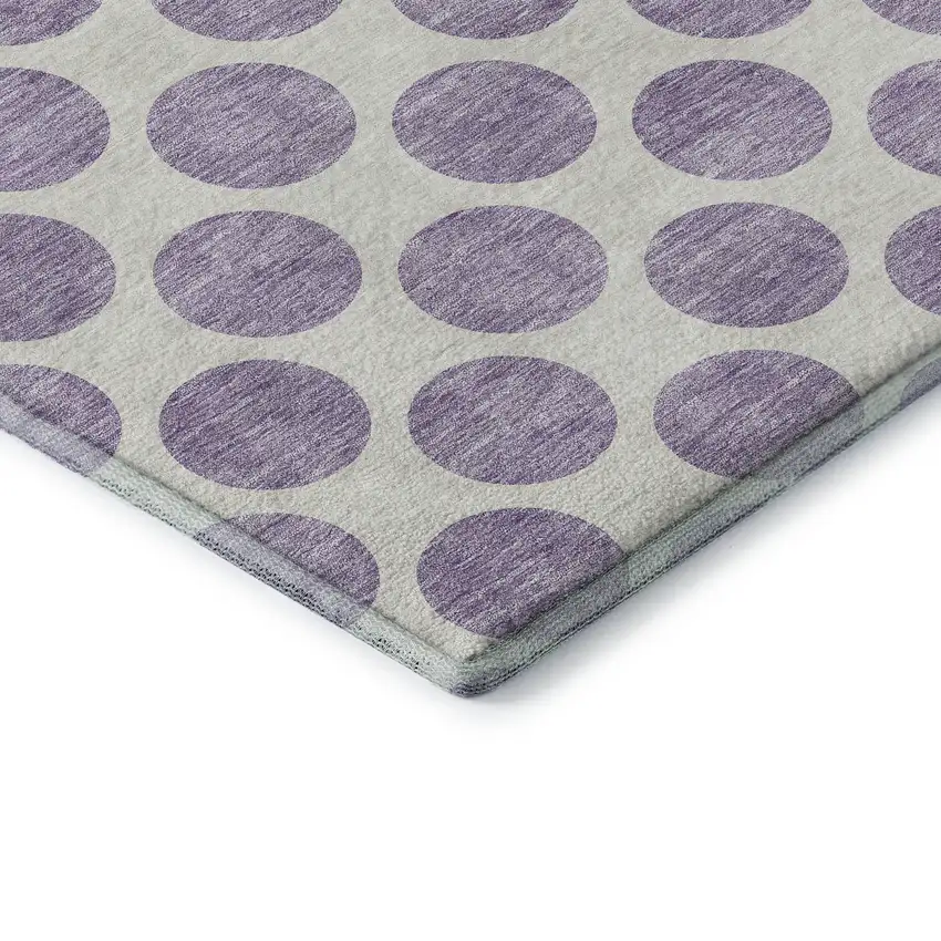 Lavender And Ivory Polka Dot Washable Area Rug With UV Protection Photo 8