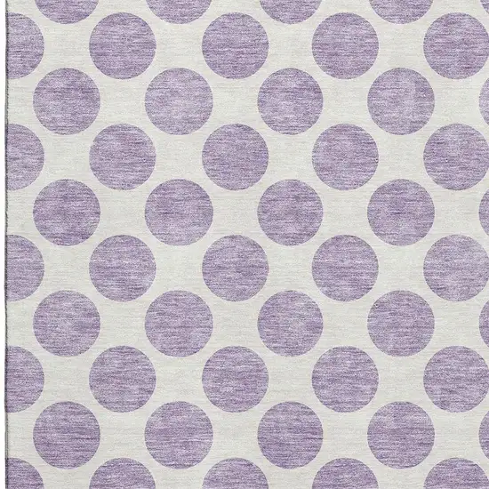 Lavender And Ivory Polka Dot Washable Area Rug With UV Protection Photo 2