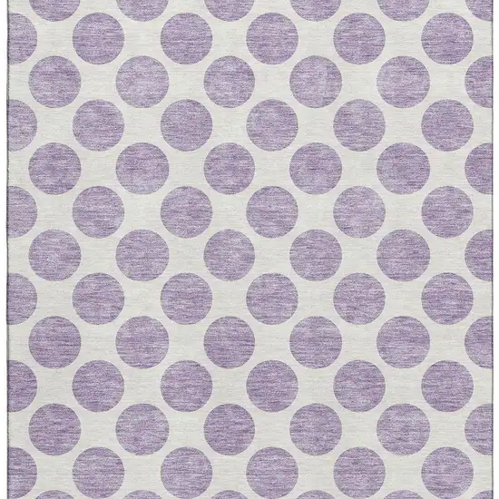 Lavender And Ivory Polka Dot Washable Area Rug With UV Protection Photo 3
