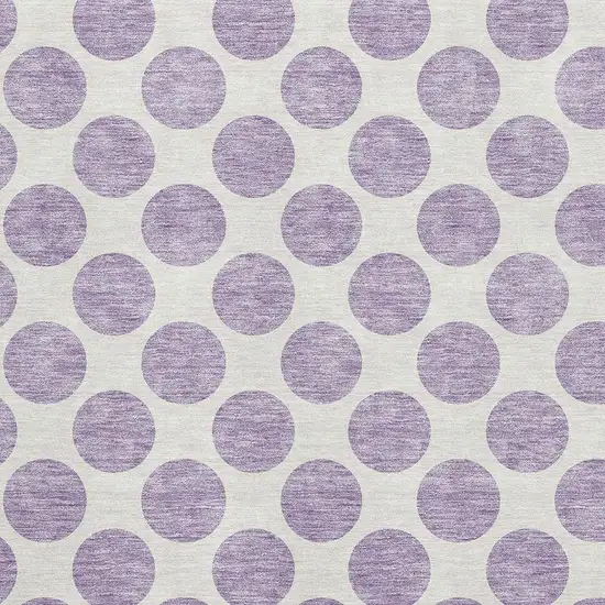 Lavender And Ivory Polka Dot Washable Area Rug With UV Protection Photo 2