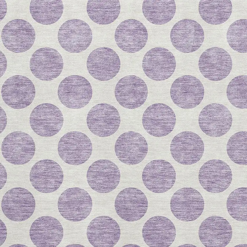 Lavender And Ivory Polka Dot Washable Area Rug With UV Protection Photo 2