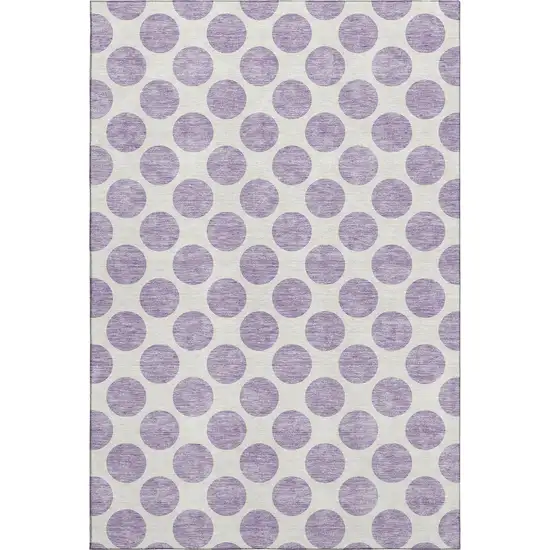 Lavender And Ivory Polka Dot Washable Area Rug With UV Protection Photo 1