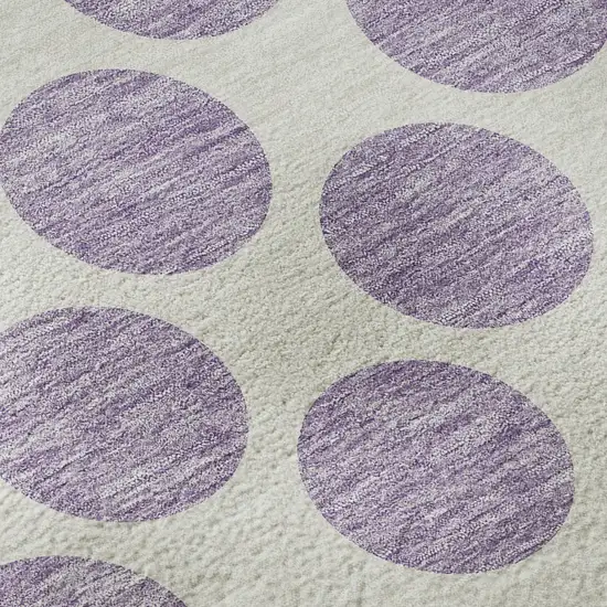 Lavender And Ivory Polka Dot Washable Area Rug With UV Protection Photo 9