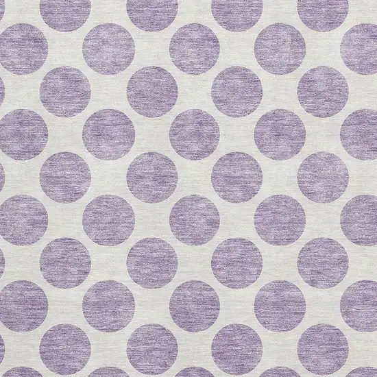 Lavender And Ivory Polka Dot Washable Area Rug With UV Protection Photo 2