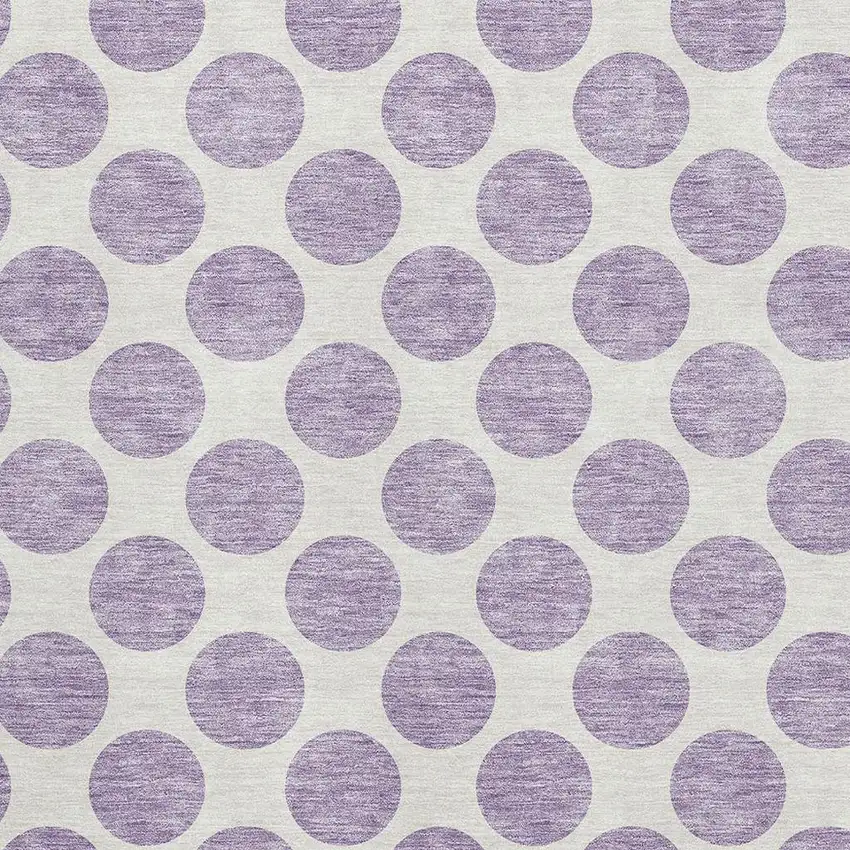 Lavender And Ivory Polka Dot Washable Area Rug With UV Protection Photo 2