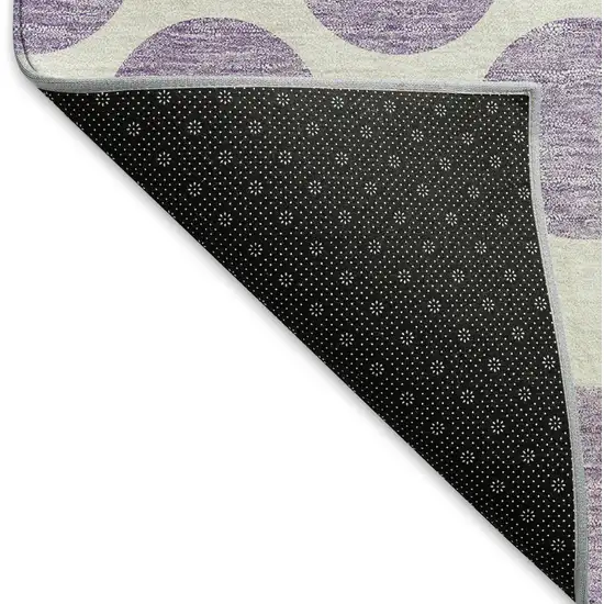 Lavender And Ivory Polka Dot Washable Area Rug With UV Protection Photo 5