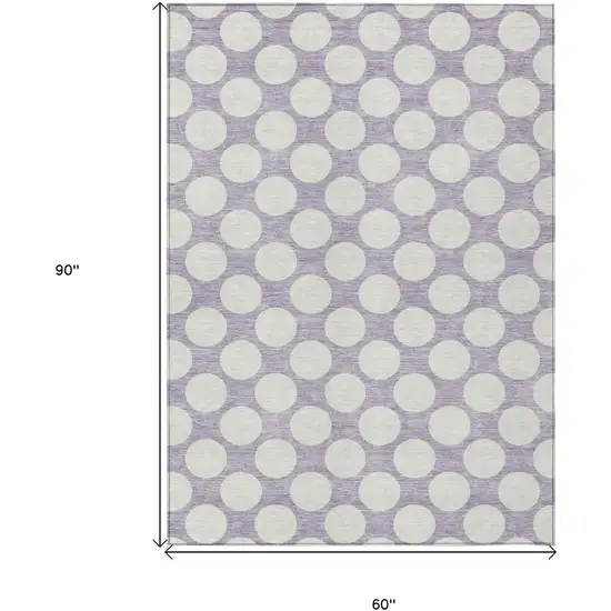 Lavender And Ivory Polka Dot Washable Indoor Outdoor Area Rug Photo 3