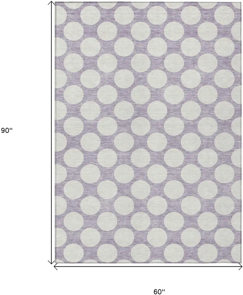 Lavender And Ivory Polka Dot Washable Indoor Outdoor Area Rug Photo 3