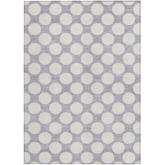 Lavender And Ivory Polka Dot Washable Indoor Outdoor Area Rug Photo 6