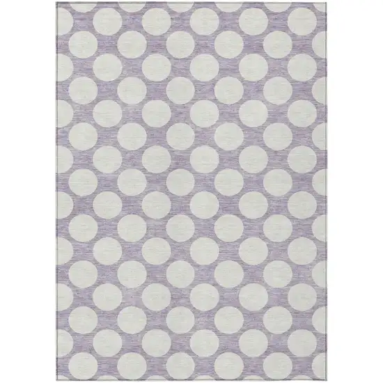 Lavender And Ivory Polka Dot Washable Indoor Outdoor Area Rug Photo 2