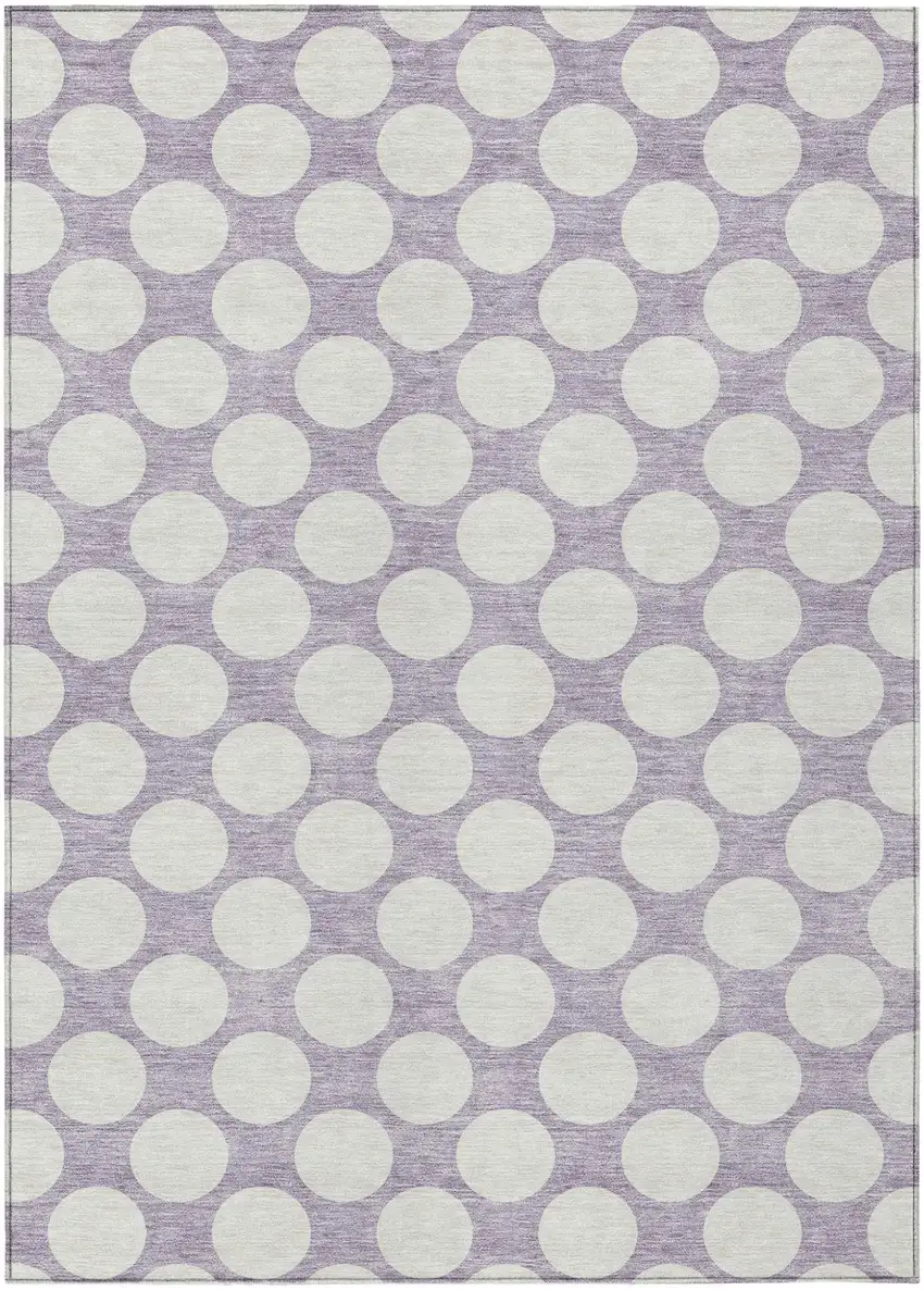 Lavender And Ivory Polka Dot Washable Indoor Outdoor Area Rug Photo 2