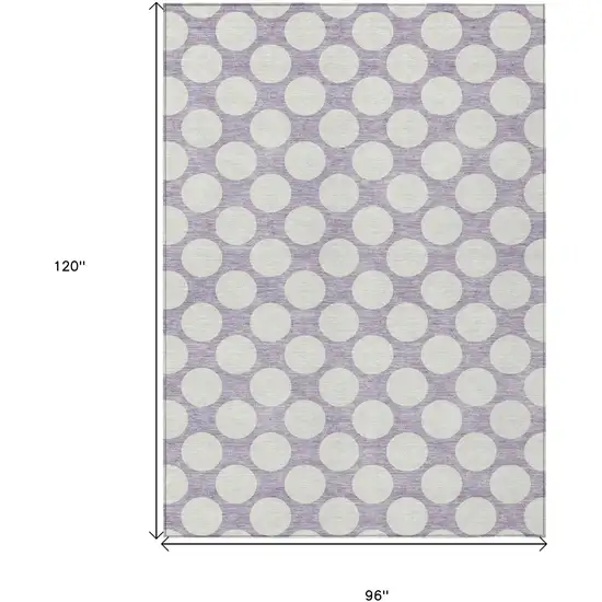 Lavender And Ivory Polka Dot Washable Indoor Outdoor Area Rug Photo 3