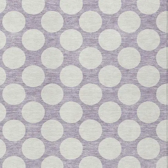 Lavender And Ivory Polka Dot Washable Indoor Outdoor Area Rug Photo 6