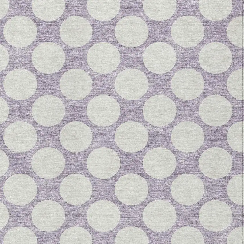 Lavender And Ivory Polka Dot Washable Indoor Outdoor Area Rug Photo 6
