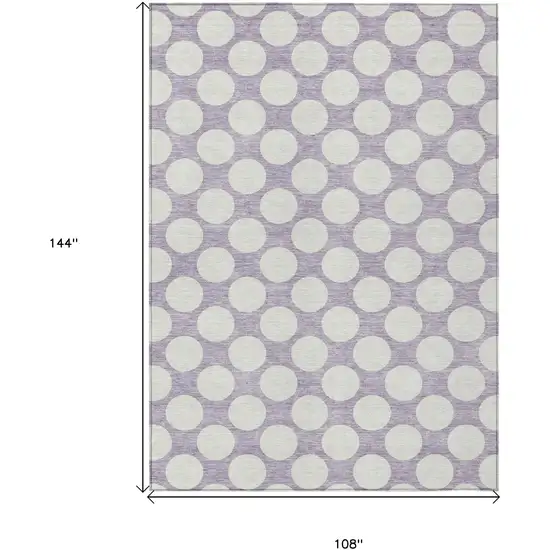Lavender And Ivory Polka Dot Washable Indoor Outdoor Area Rug Photo 3