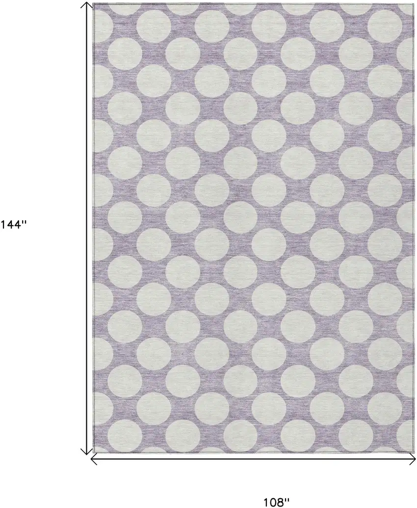 Lavender And Ivory Polka Dot Washable Indoor Outdoor Area Rug Photo 3