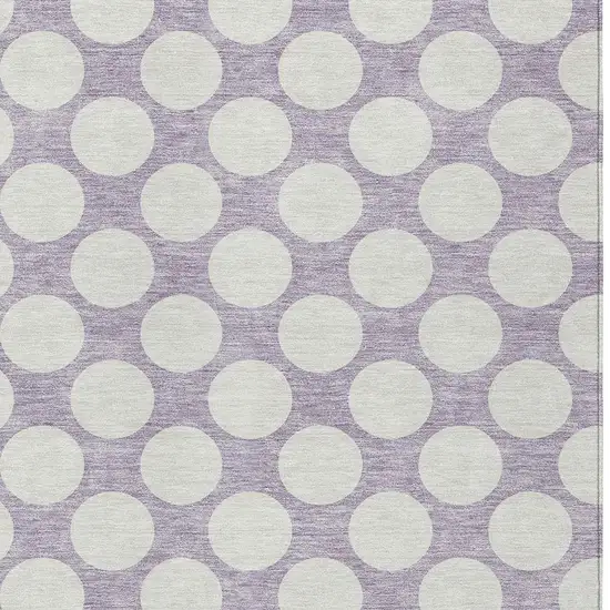 Lavender And Ivory Polka Dot Washable Indoor Outdoor Area Rug Photo 6