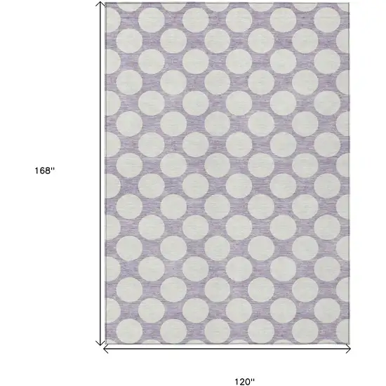 Lavender And Ivory Polka Dot Washable Indoor Outdoor Area Rug Photo 3