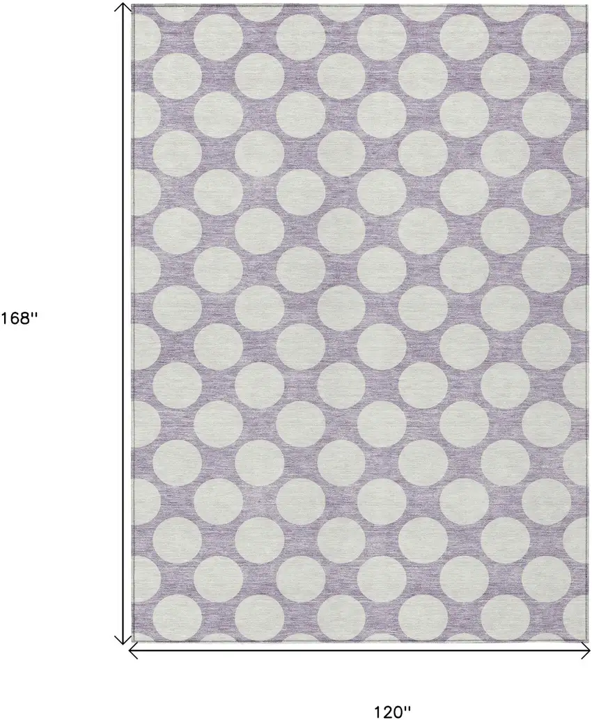 Lavender And Ivory Polka Dot Washable Indoor Outdoor Area Rug Photo 3